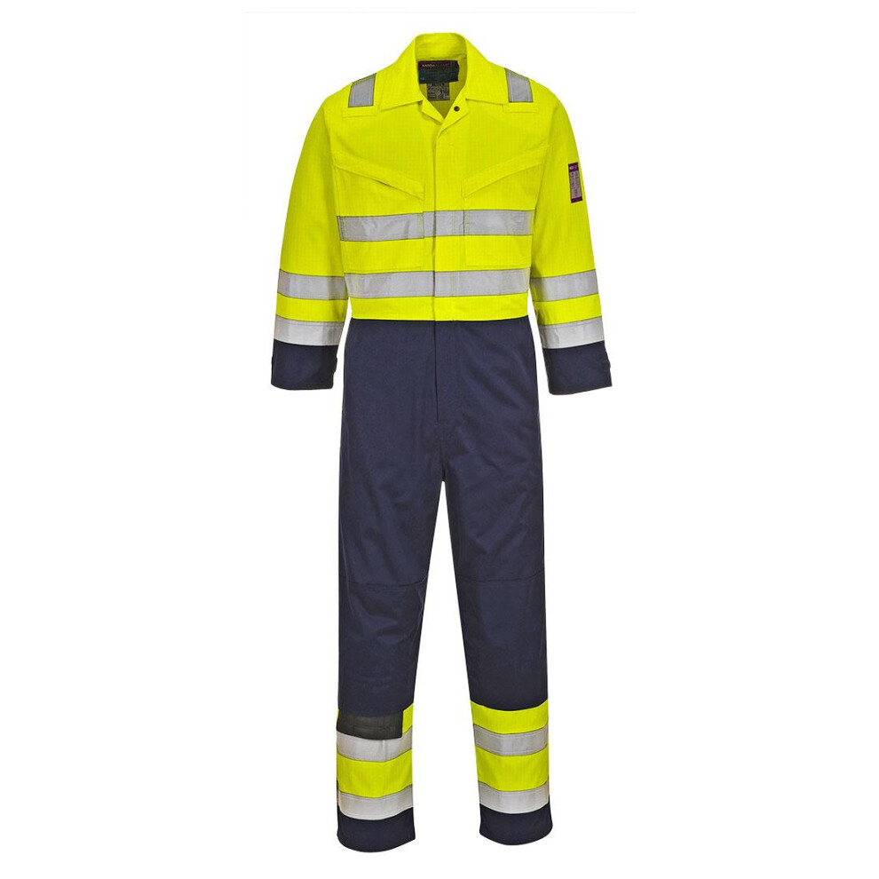 (M L, Yellow/Navy) Portwest Unisex Adult Modaflame Hi-Vis Overalls