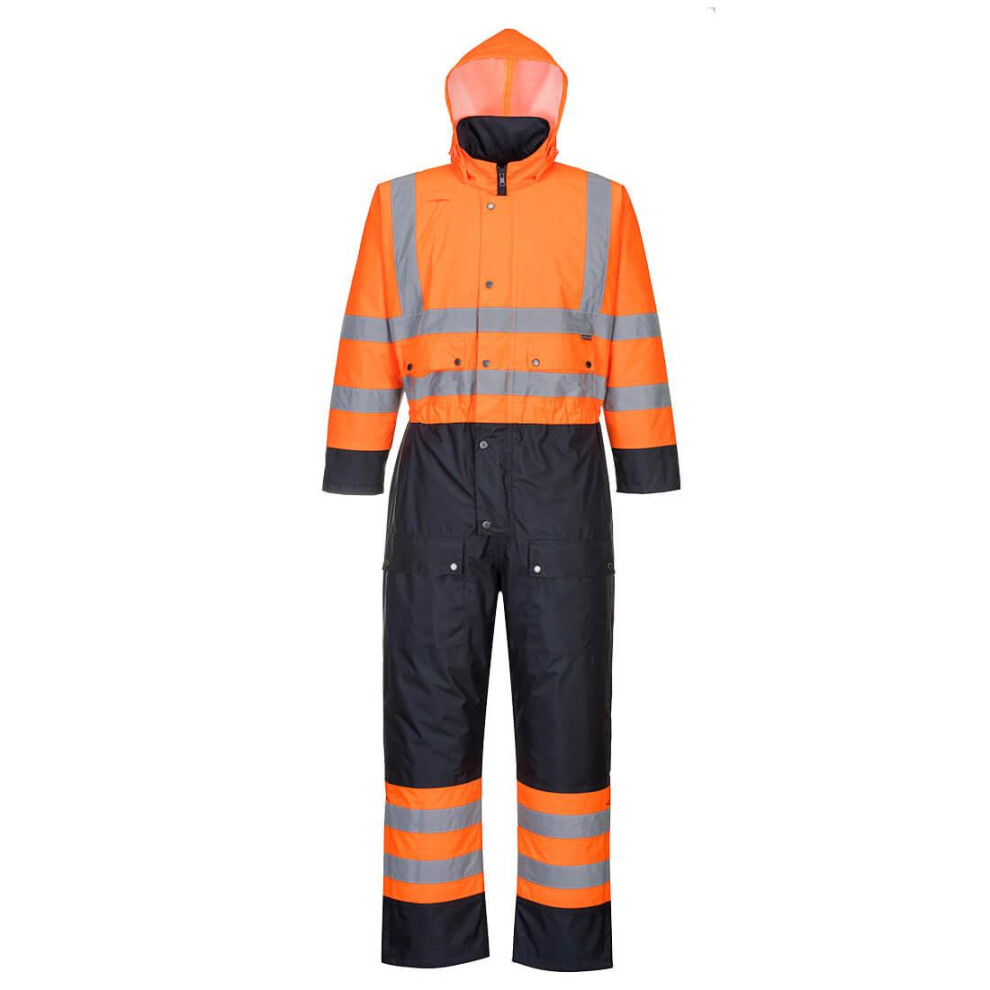 (S, Orange/Navy) Portwest Unisex Adult Contrast Hi-Vis Safety Overalls