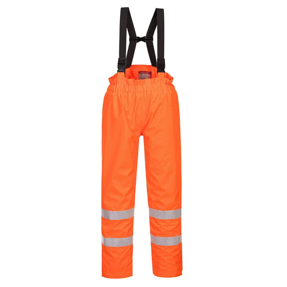 (M, Orange) Portwest Mens Hi-Vis Bizflame Rain Anti-Static Safety Trousers