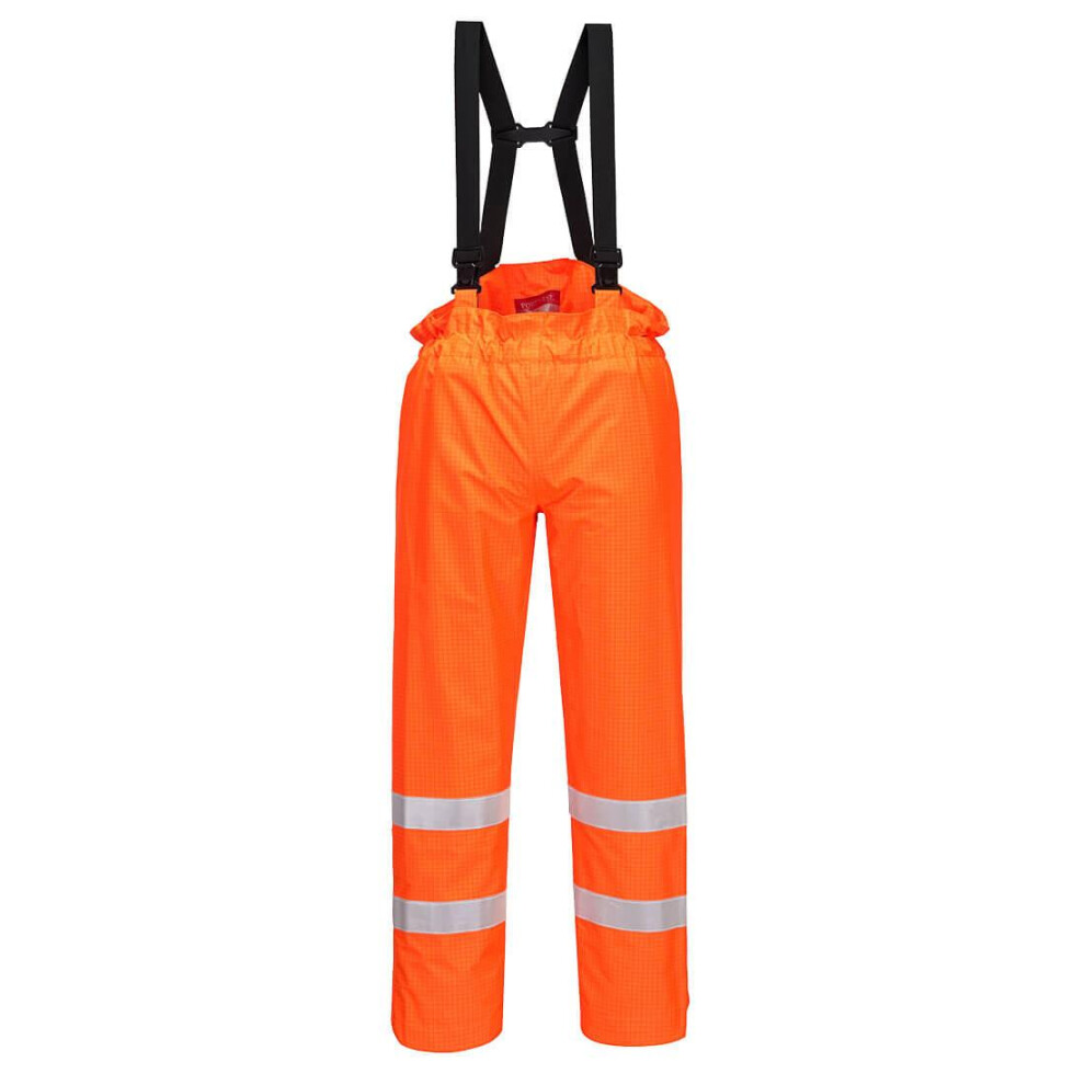 (L, Orange) Portwest Mens Bizflame Rain Hi-Vis Trousers