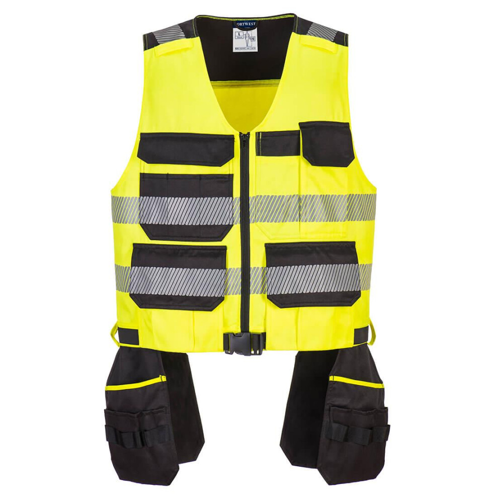 (3XL, Yellow/Black) Portwest Mens PW3 Hi-Vis Safety Vest