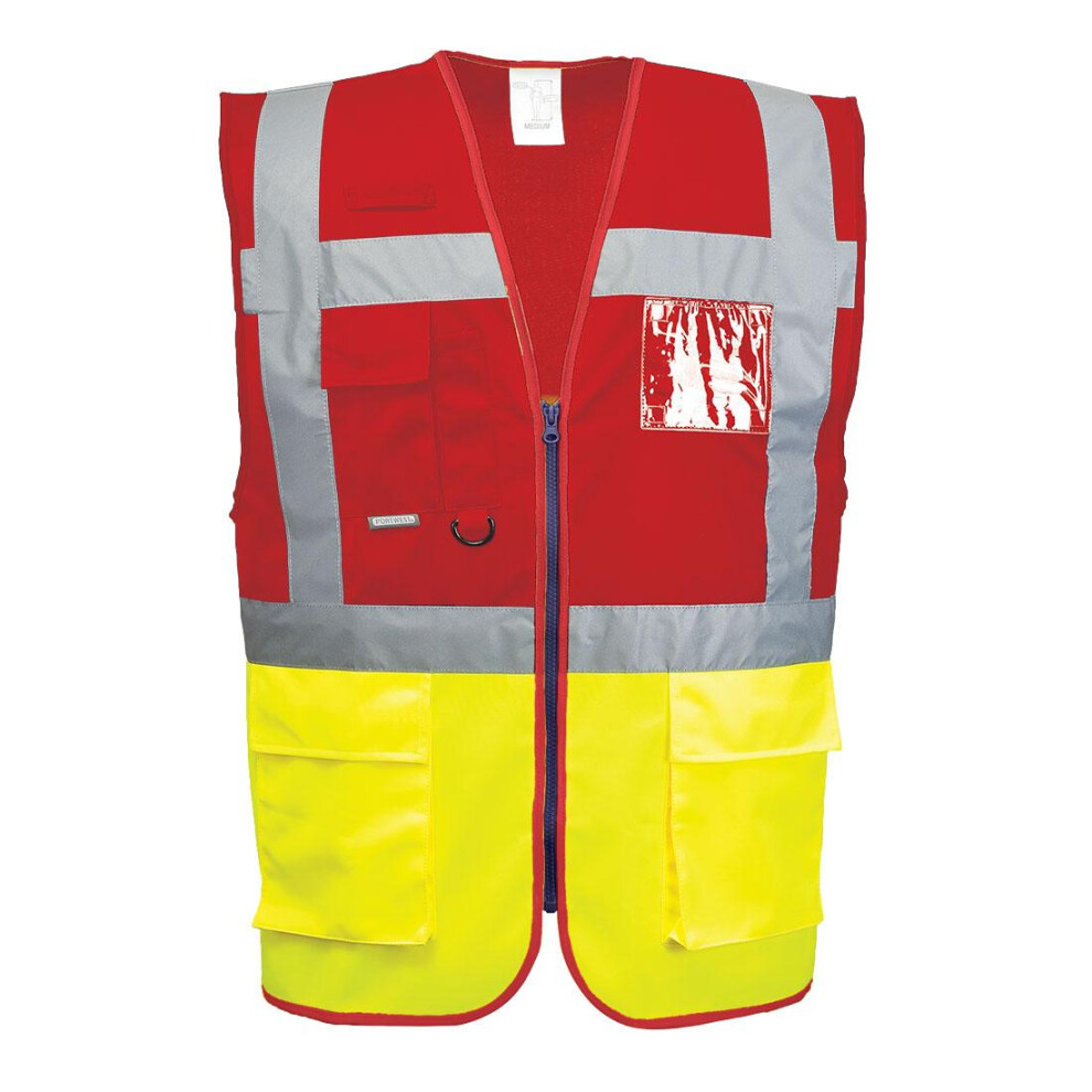 (XXL, Yellow/Red) Portwest Mens Paris Contrast Hi-Vis Vest