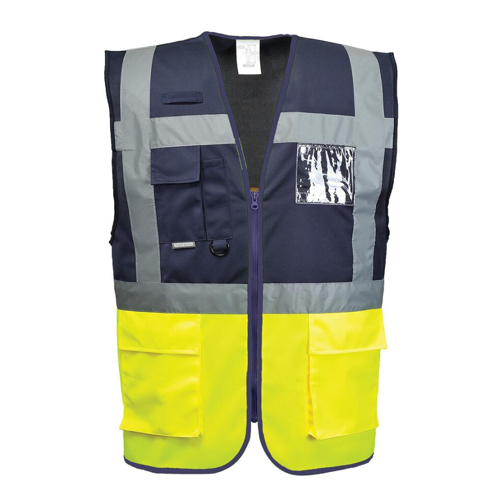 (XXL, Yellow/Navy) Portwest Mens Paris Contrast Hi-Vis Vest