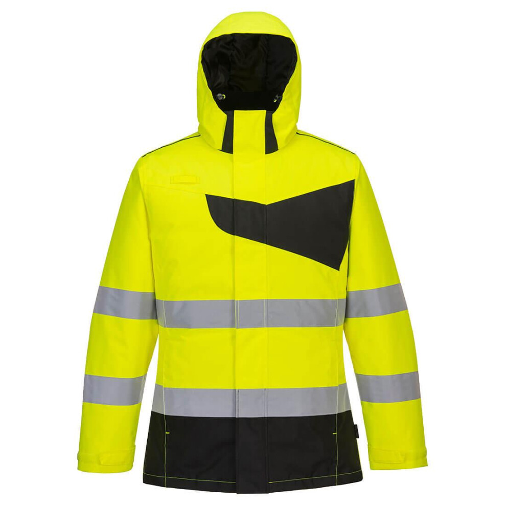 (4XL, Yellow/Black) Portwest Mens PW2 High-Vis Winter Jacket