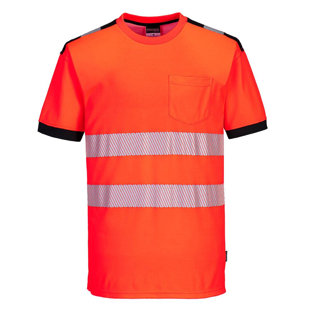 (XXL, Red/Black) Portwest Mens PW3 Cotton Hi-Vis Comfort T-Shirt