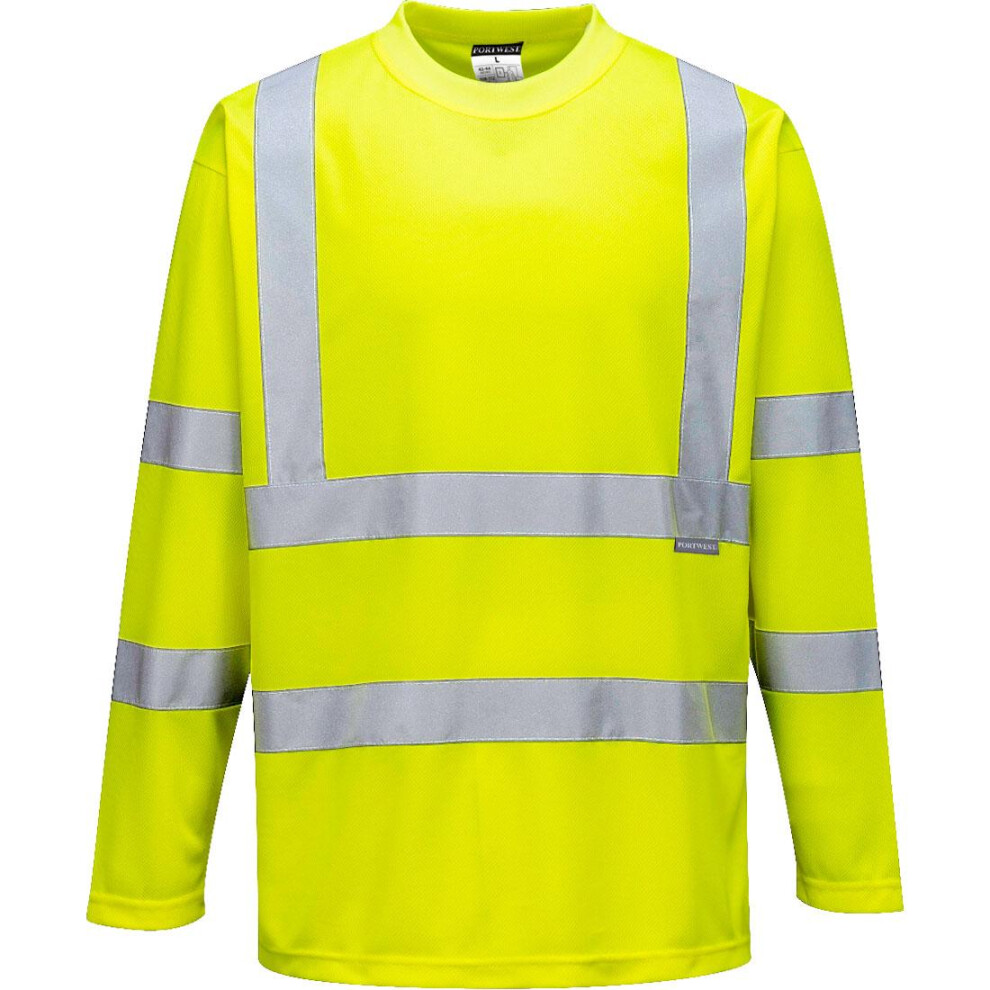 (XL, Yellow) Portwest Mens Hi-Vis Long-Sleeved T-Shirt