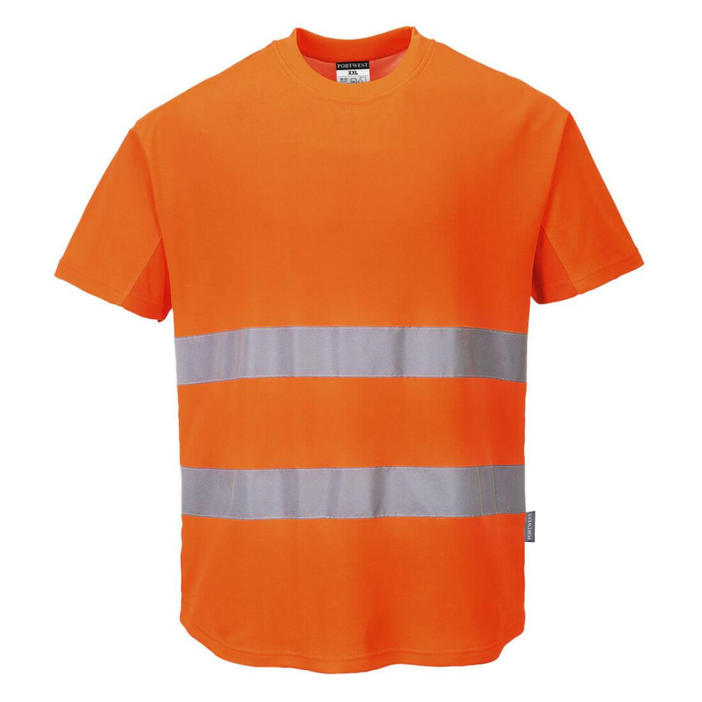 (L, Orange) Portwest Mens Mesh Insert T-Shirt