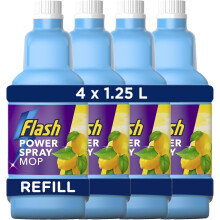 Flash Powermop Refill Liquid - Citrus Fresh, 5 L (1.25 L x 4) - Safe on Wood, Traps Dirt Deep, Dual Spray, All-in-One Mopping - Floor Cleaner