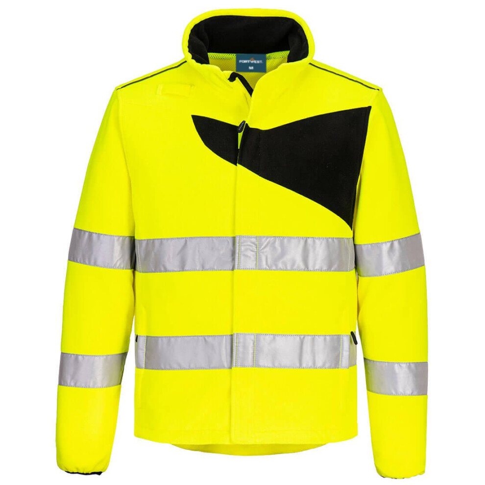 (XXL, Yellow/Black) Portwest Mens PW2 Fleece High-Vis Jacket