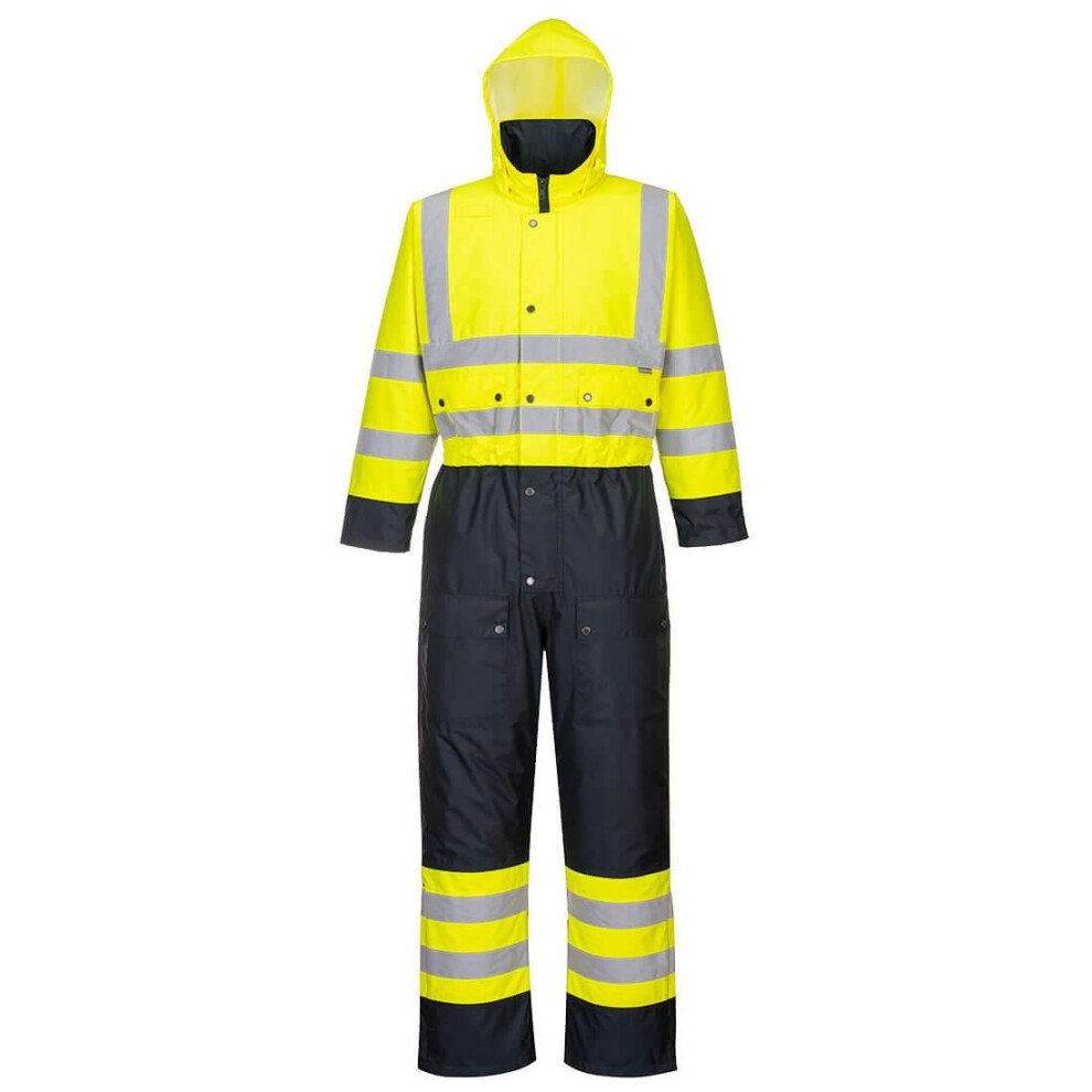 (M, Yellow/Navy) Portwest Unisex Adult Contrast Hi-Vis Winter Overalls