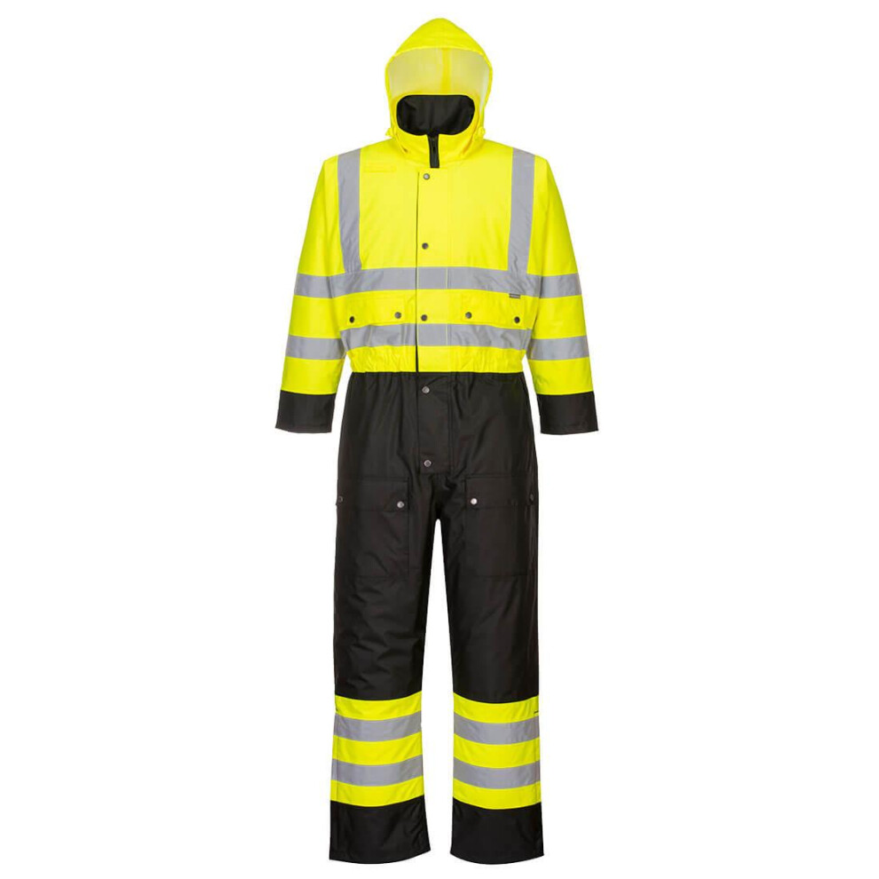 (5XL, Yellow/Black) Portwest Unisex Adult Contrast Hi-Vis Winter Overalls