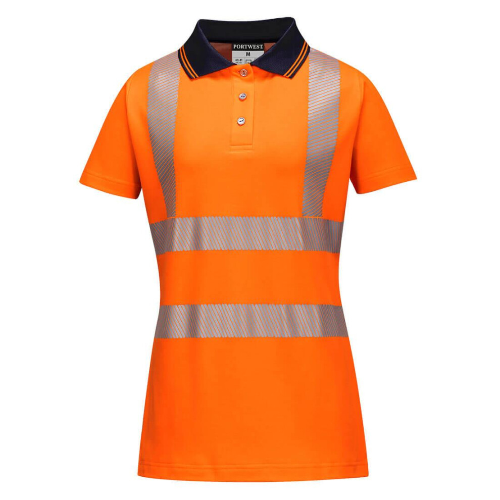 (XXL, Orange/Black) Portwest Womens/Ladies Hi-Vis Cotton Safety Polo Shirt