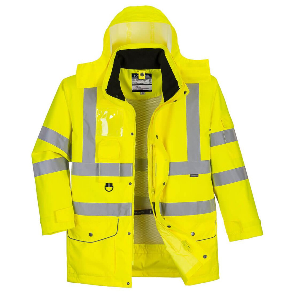 (L, Yellow) Portwest Mens Hi-Vis 7 In 1 Traffic Jacket