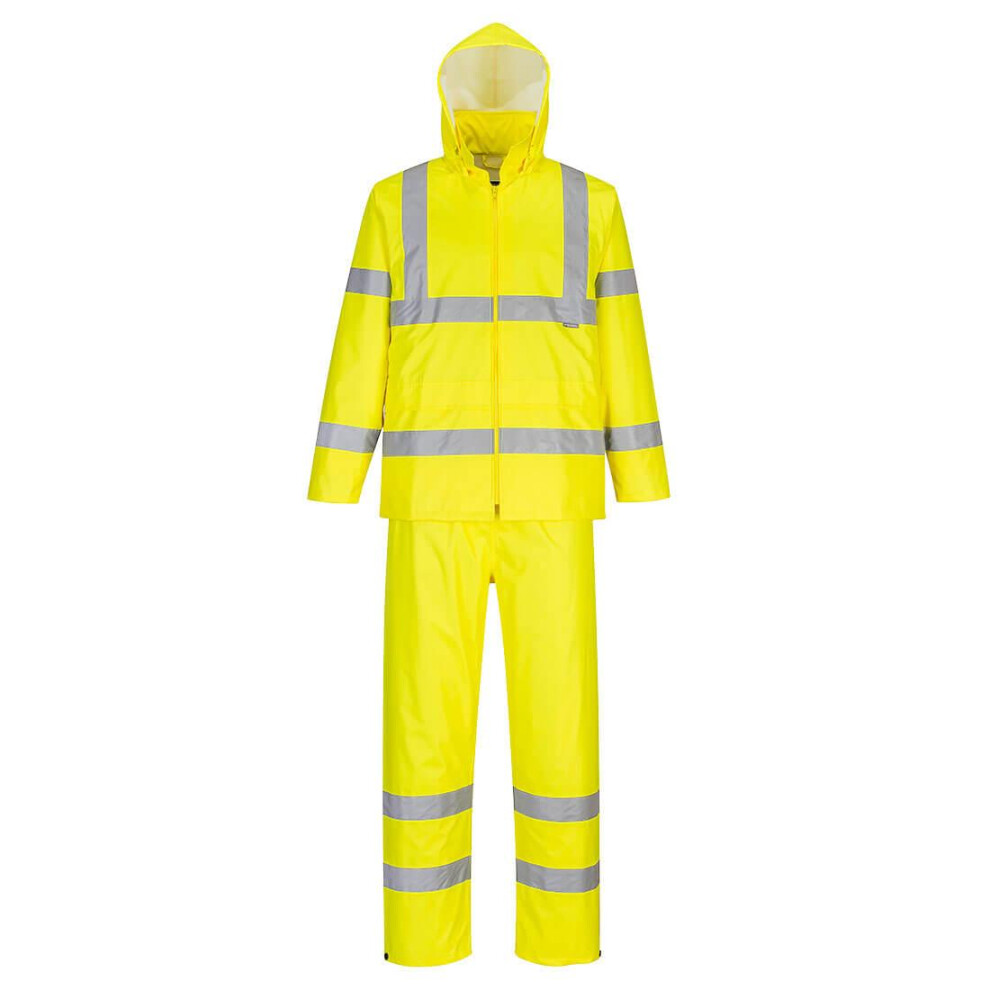 (XXL, Yellow) Portwest Unisex Adult Hi-Vis Packaway Rain Suit