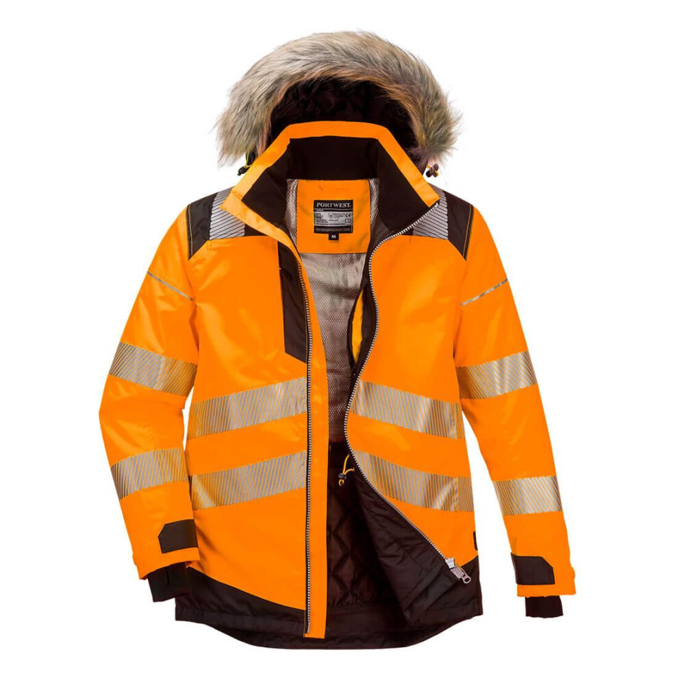 (XXL, Orange/Black) Portwest Mens PW3 Hi-Vis Safety Jacket