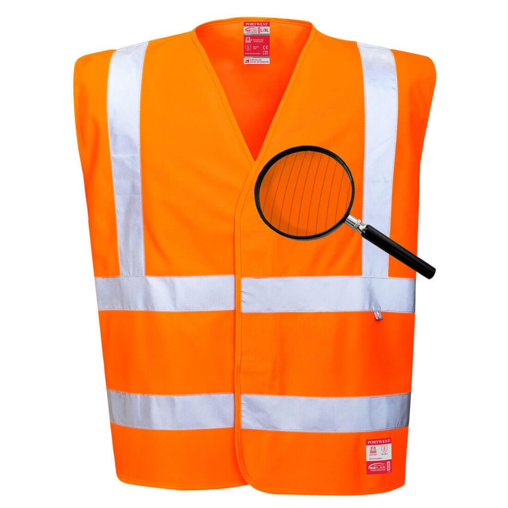 (XXL-3XL, Orange) Portwest Mens Flame Resistant Anti-Static Safety Hi-Vis Vest