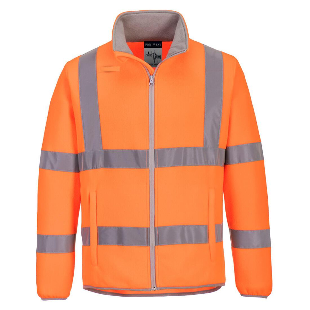 (XXL, Orange) Portwest Mens Eco Friendly Hi-Vis Safety Fleece Jacket