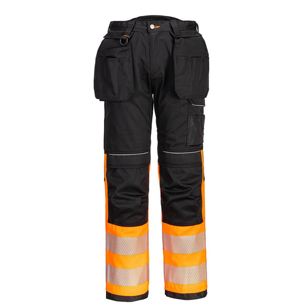 (46R, Orange/Black) Portwest Mens PW3 Hi-Vis Holster Pocket Trousers