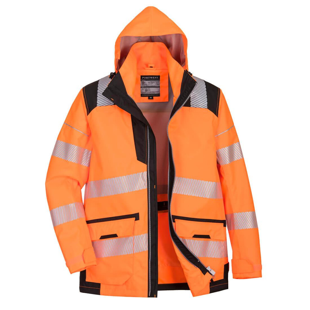 (XXL, Orange/Black) Portwest Mens PW3 5 In 1 Hi-Vis Safety Jacket