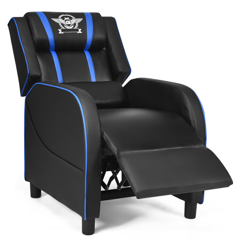 Single Recliner Sofa Gaming Chair w/Adjustable Footrest Lumbar Cushion