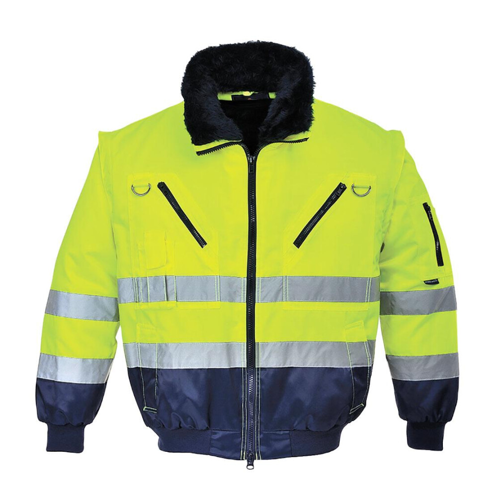 (M, Yellow/Navy) Portwest Mens PJ50 Hi-Vis 3 In 1 Jacket