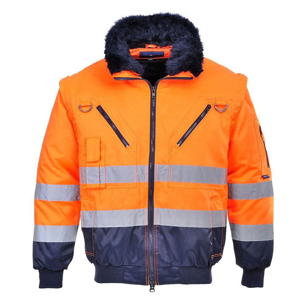 (L, Orange/Navy) Portwest Mens PJ50 Hi-Vis 3 In 1 Jacket