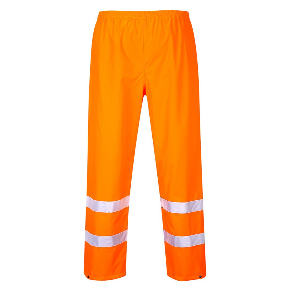 (S R, Orange) Portwest Mens Rain Hi-Vis Safety Traffic Trousers