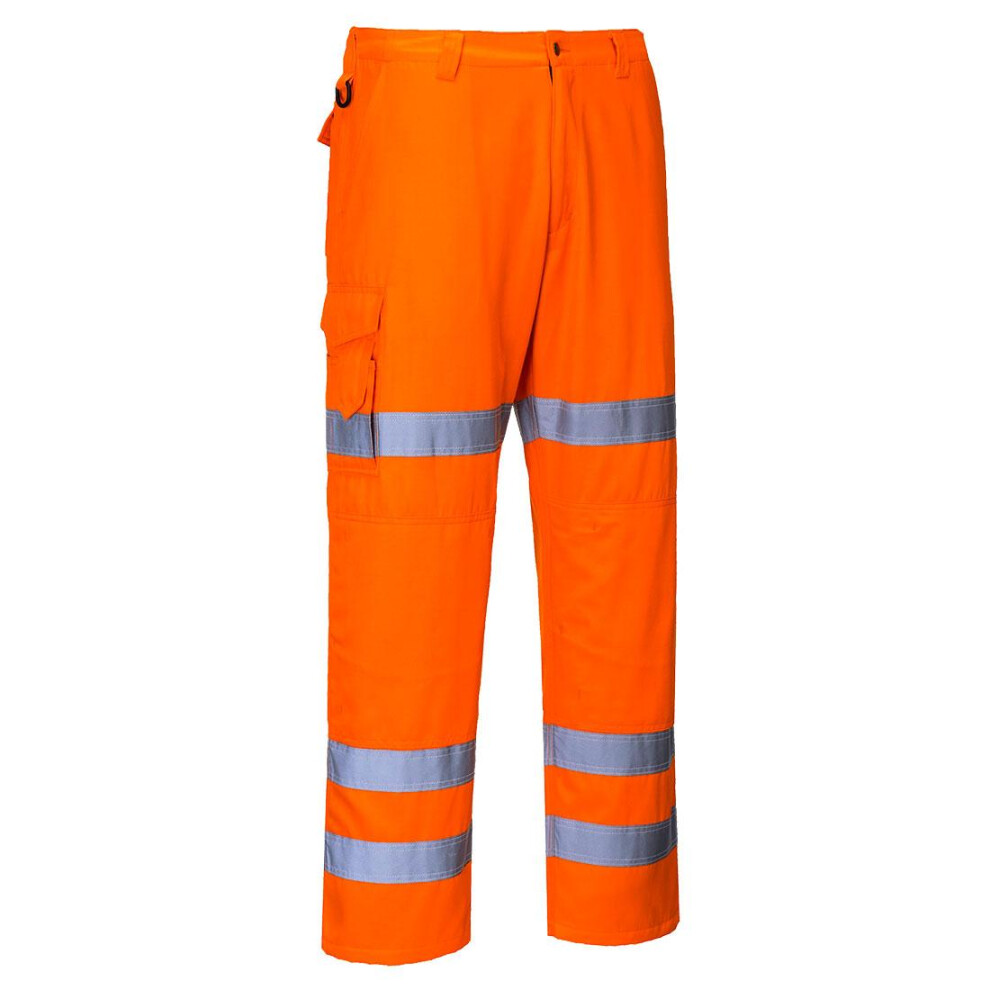 (XXL, Orange) Portwest Mens Triple Band Hi-Vis Work Trousers