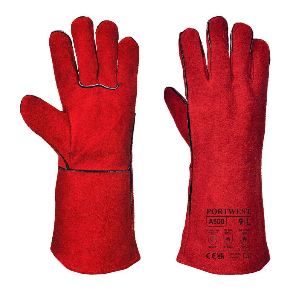 (3XL, Red) Portwest Unisex Adult A500 Leather Welding Gauntlets