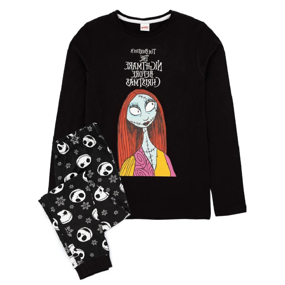 (M, Black/White) Nightmare Before Christmas Womens/Ladies Jack Skellington Long Pyjama Set