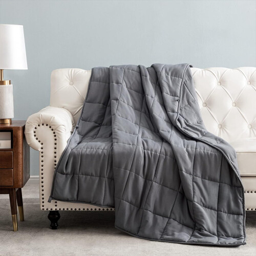 Living And Home Grey Cotton Weighted Blanket, 100x155cm, 3.5kg