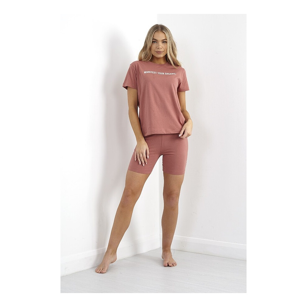 (XS, Pink) Brave Soul Womens/Ladies Manifest Your Dreams Short Loungewear Set
