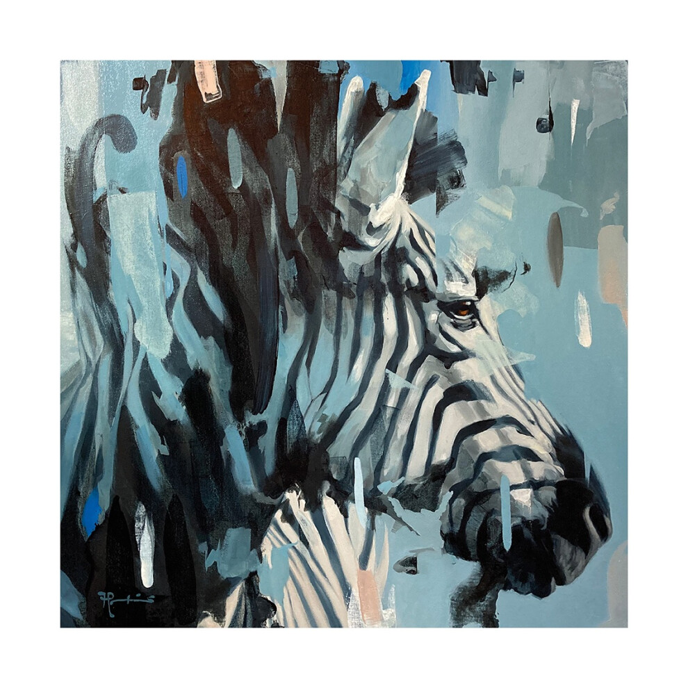 (40cm x 40cm, Blue/Black/White) Frank Pretorius Striped Print-image-OPC-PF6MF8M-NEW