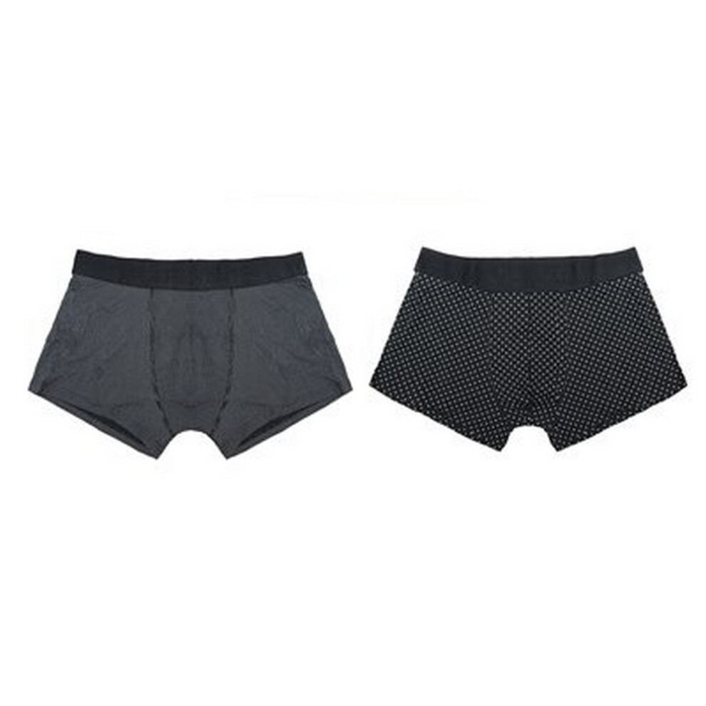 (L, Black) Wolf & Harte Mens Bamboo Rich Spotted Boxer Shorts (Pack Of 2)