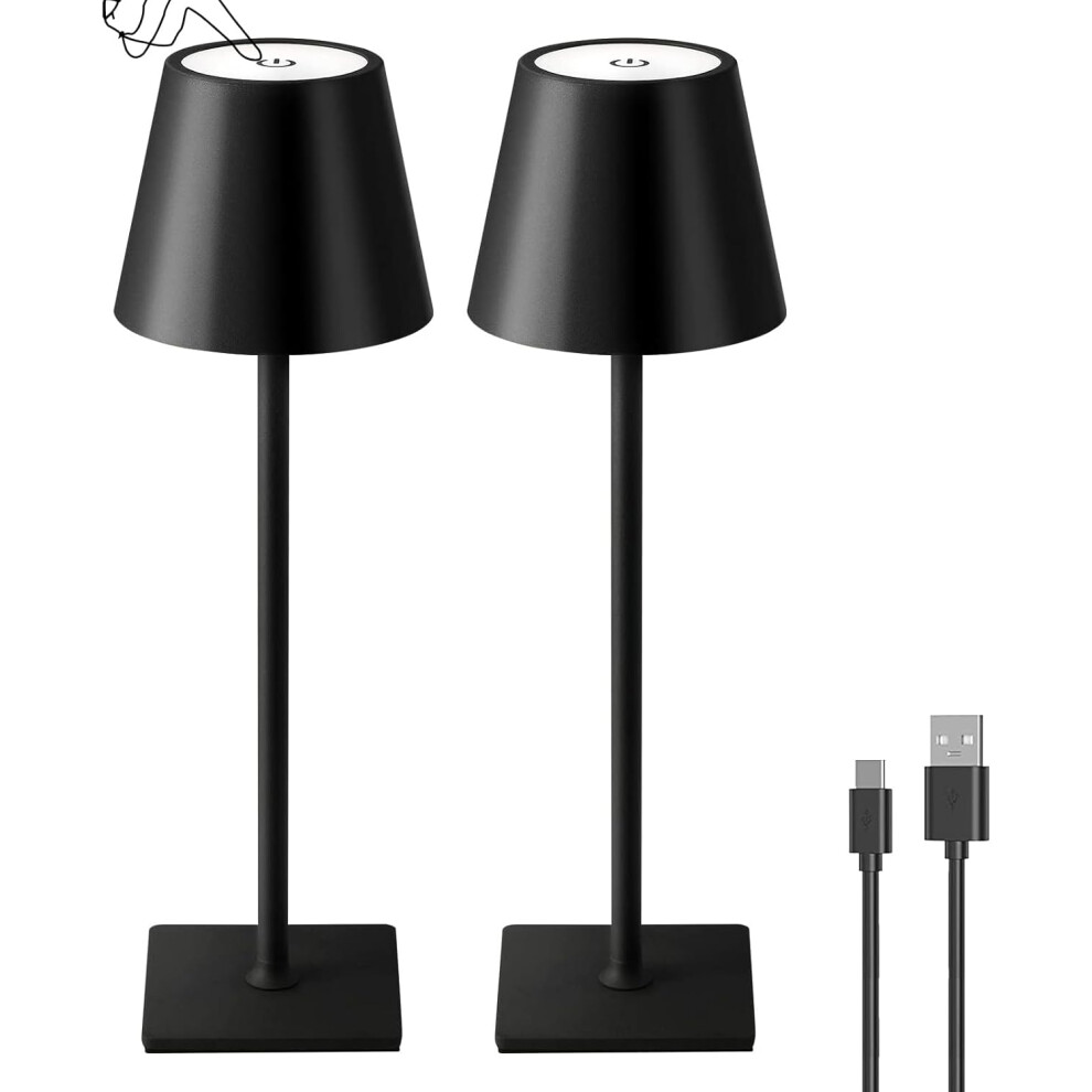 Liyabber 2 Pack Cordless Table Lamp,Portable LED Desk Lamp