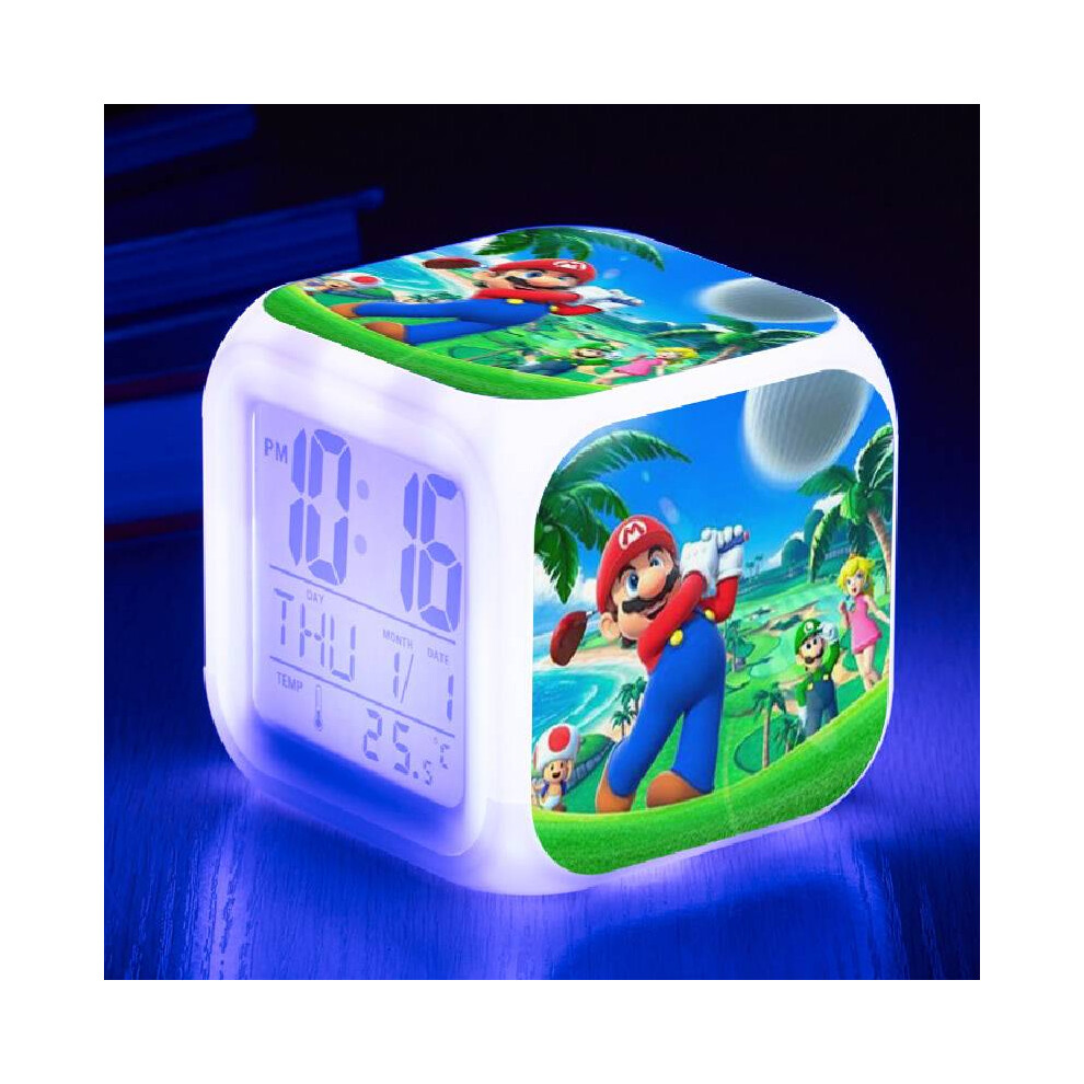 (Style G) Mario Super Bros Led Color Changing Alarm Clock Fashion Cartoon Holiday Children