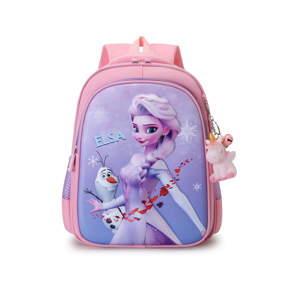 (Pink Frozen) Cartoon Cute Kids Backpack With Curved Straps For Comfort Perfect For School