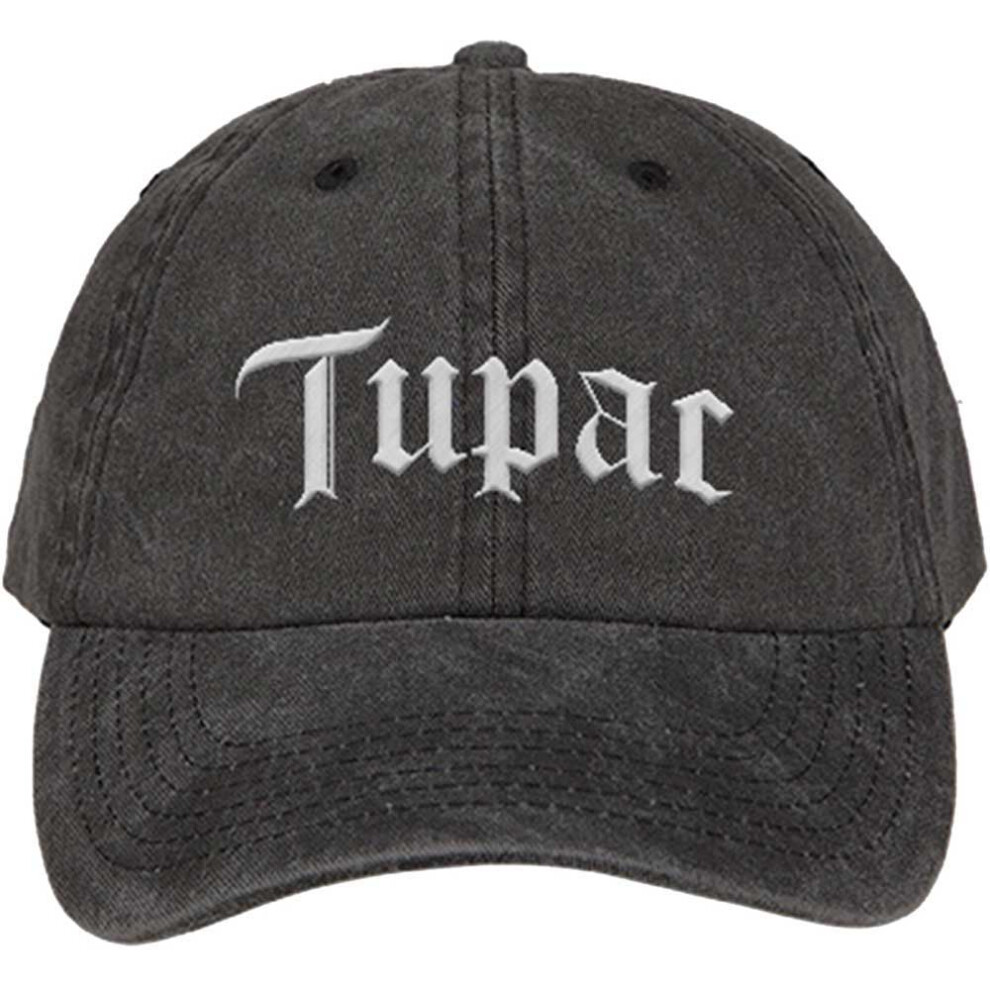 Tupac Shakur Officially Licensed Unisex Gothic Logo Baseball Cap – Acid-Wash, Screenprinted Logo, Curved Peak