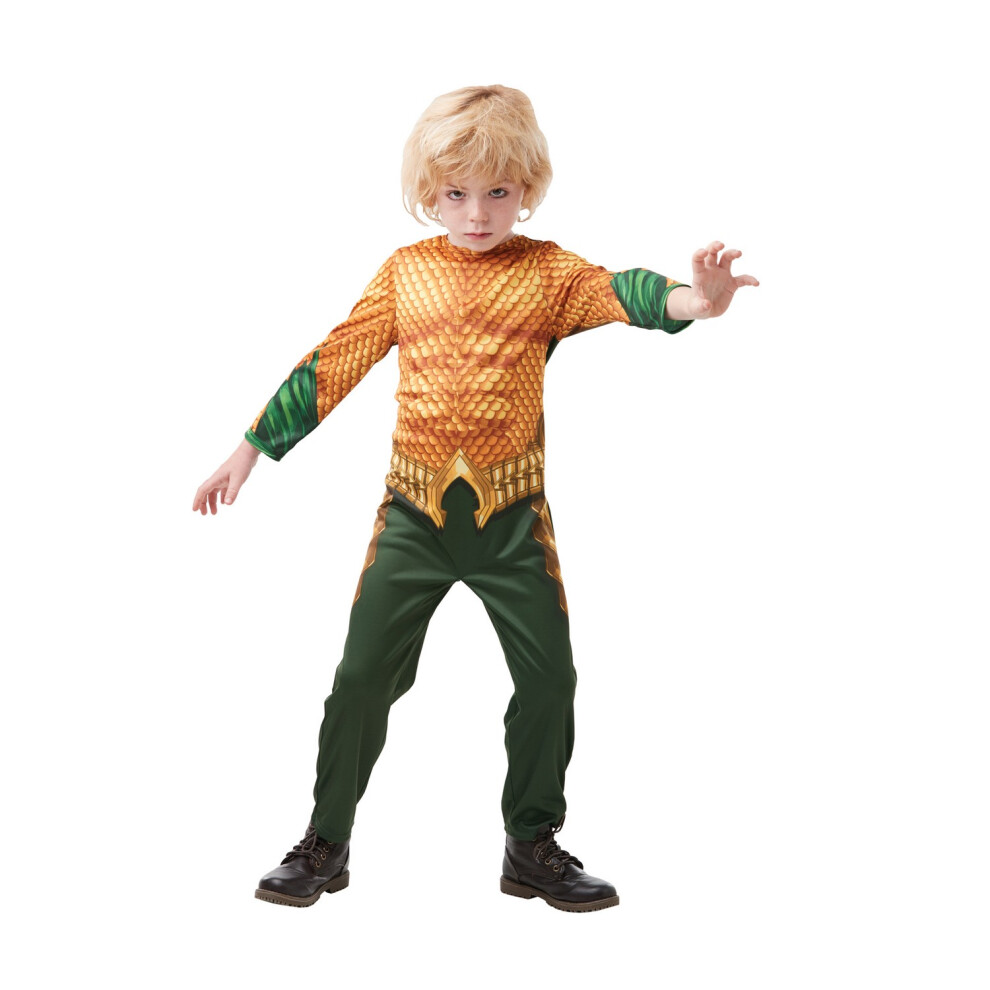 (S, Gold/Green) Aquaman Childrens/Kids Costume