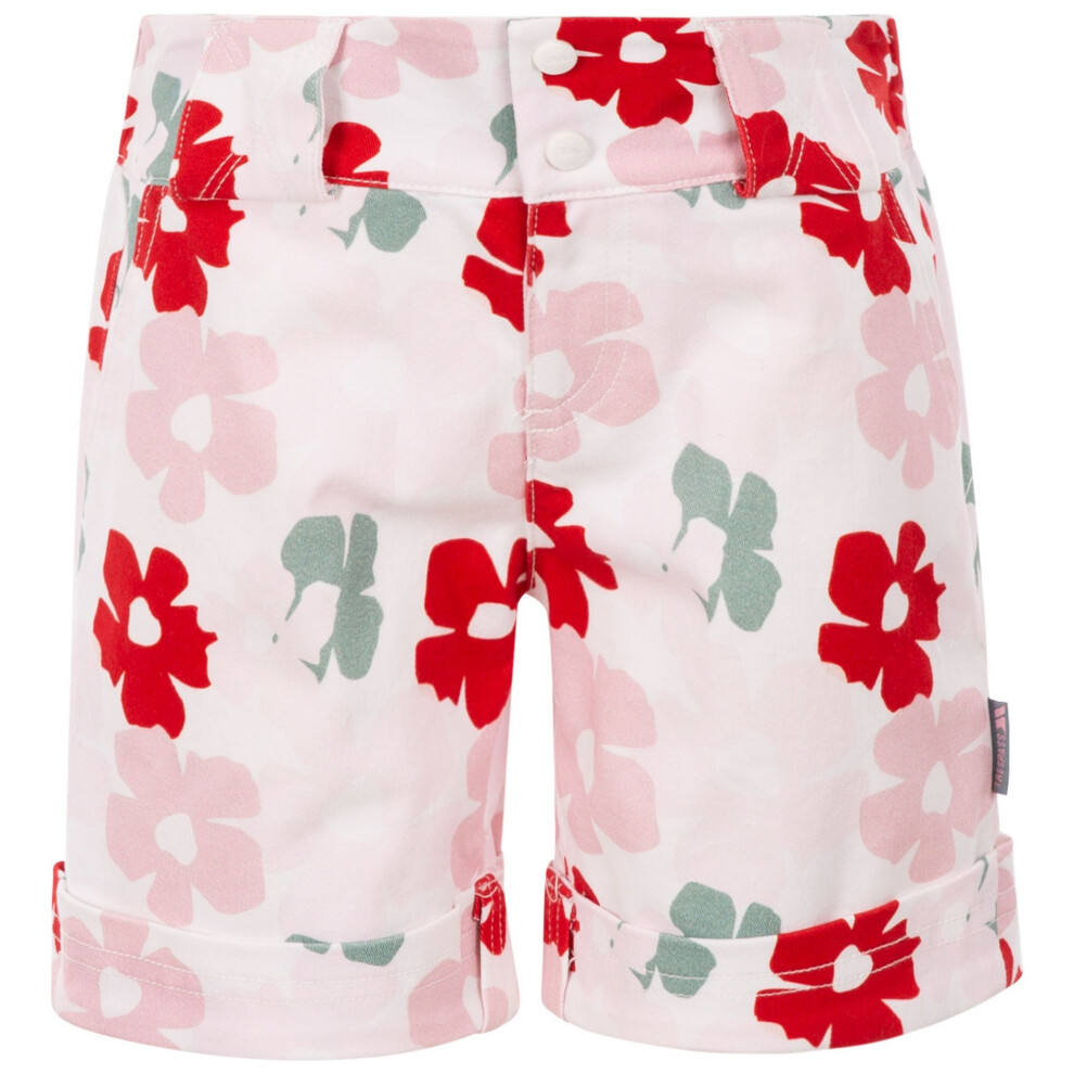 Girl's Trespass Girls Tangible Floral Shorts - Red Pink Green - Size: 9 years/10 Years