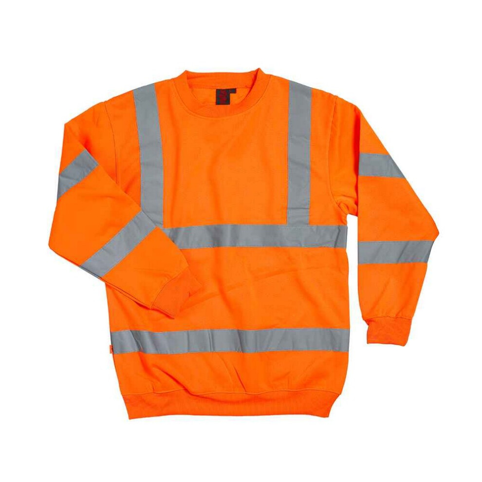 (M, Fluorescent Orange) Warrior Mens High-Vis Sweatshirt