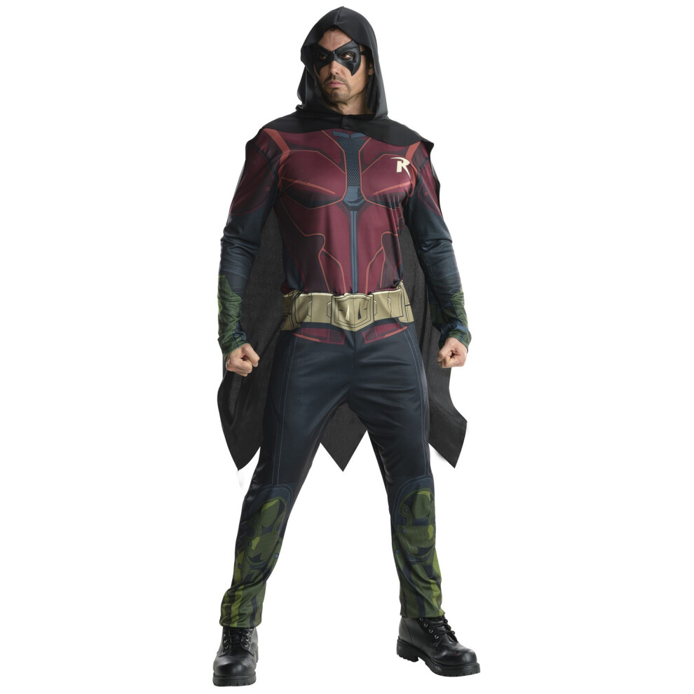 (L, Red/Black) Batman Mens Robin Hooded Costume