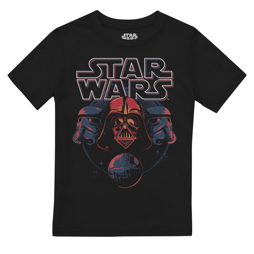 (7-8 Years, Black) Star Wars Boys Death Star T-Shirt