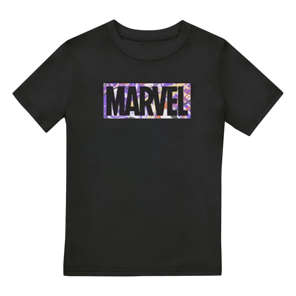 (12-13 Years, Black) Marvel Boys Painted Effect T-Shirt