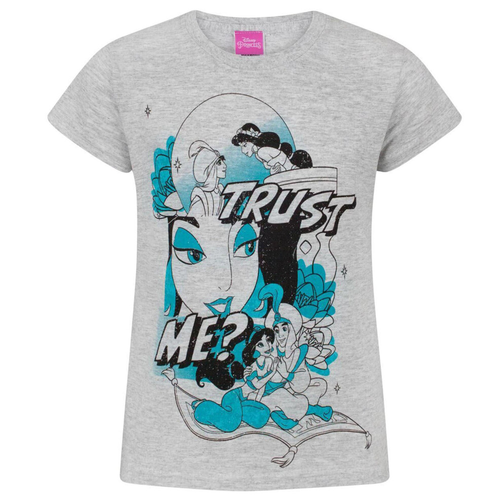(12-13 Years, Grey/Blue/Black) Aladdin Girls Trust Me T-Shirt