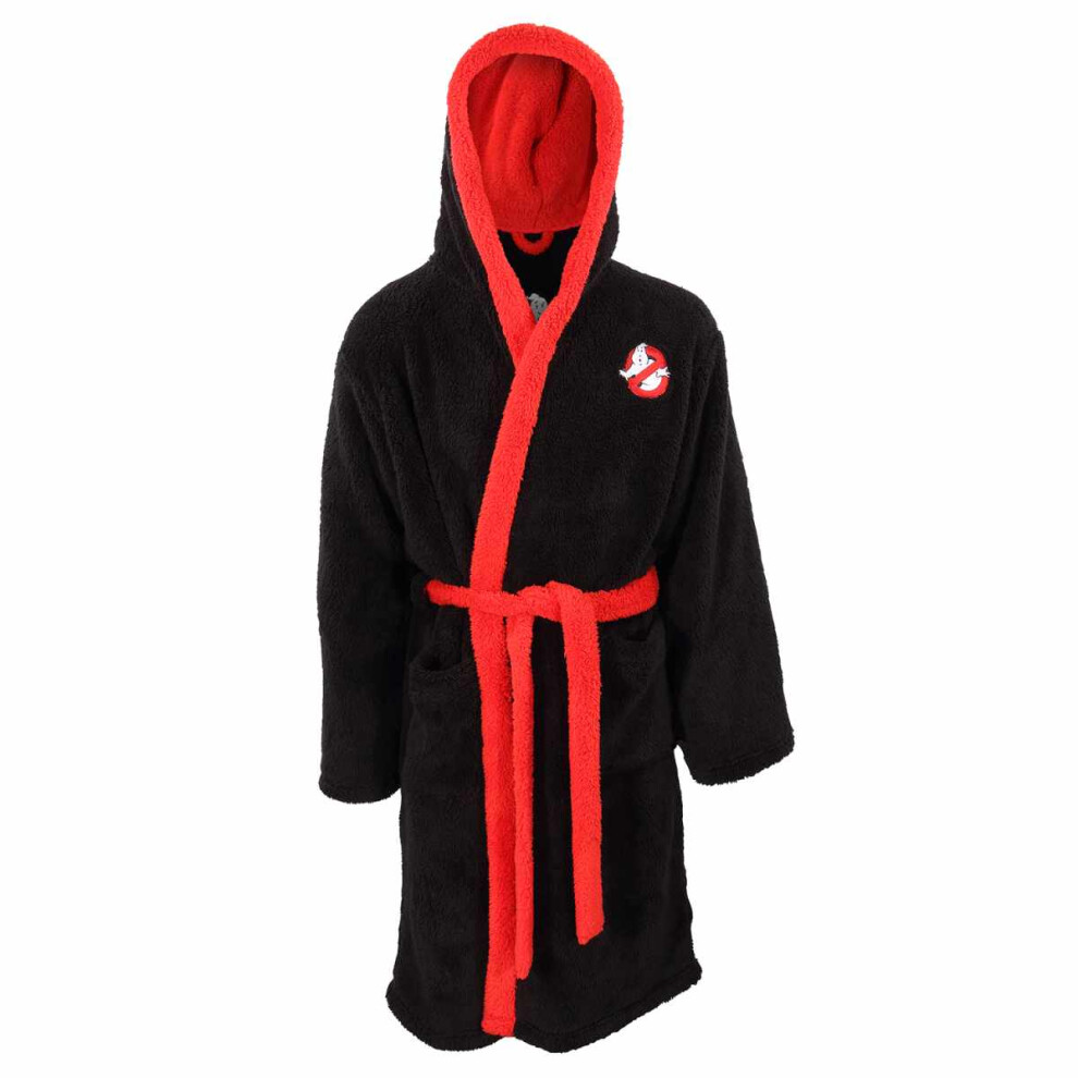 (L-XL, Black/Red) Ghostbusters Unisex Adult Logo Dressing Gown