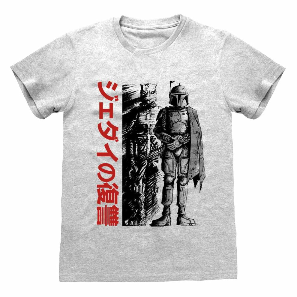 (L, Heather Grey) Star Wars Unisex Adult Bounty Hunter T-Shirt