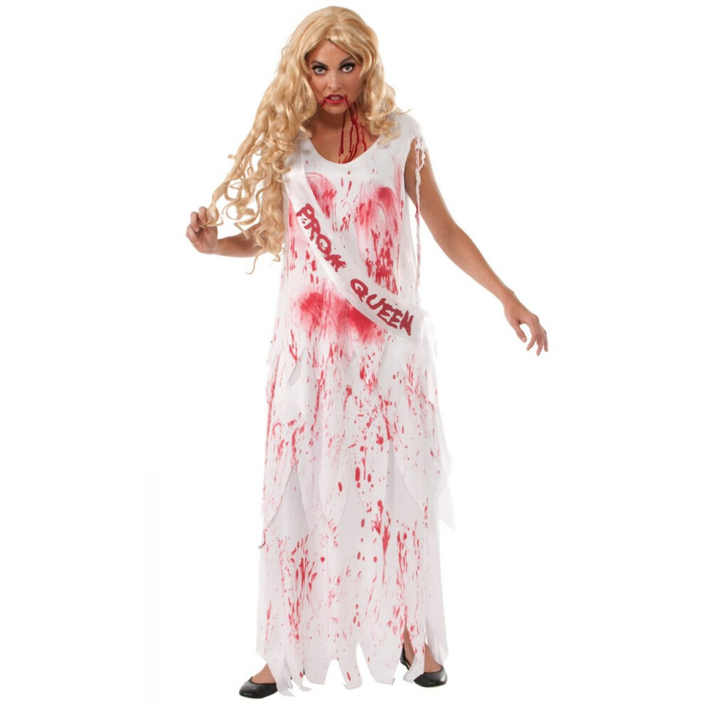 (S, White/Red) Rubies Bloody Prom Queen Costume