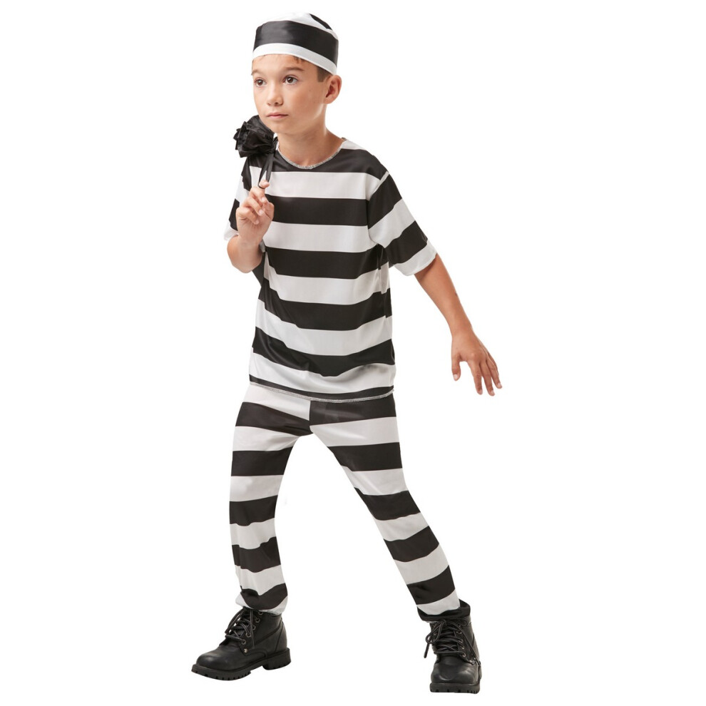 (M, Black/White) Rubies Childrens/Kids Prisoner Costume Top & Bottoms