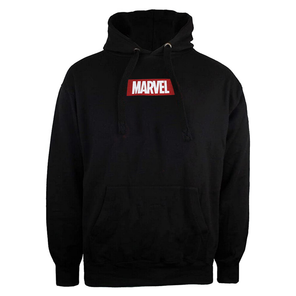 (XL, Black) Marvel Mens Box Logo Hoodie